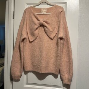 ByTIMO Blush Pink Alpaca Bow Balloon Sleeve Sweater women size Large